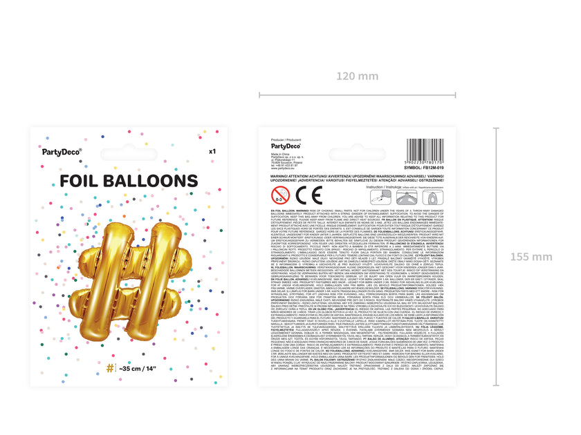 Ballon aluminium hashtag doré