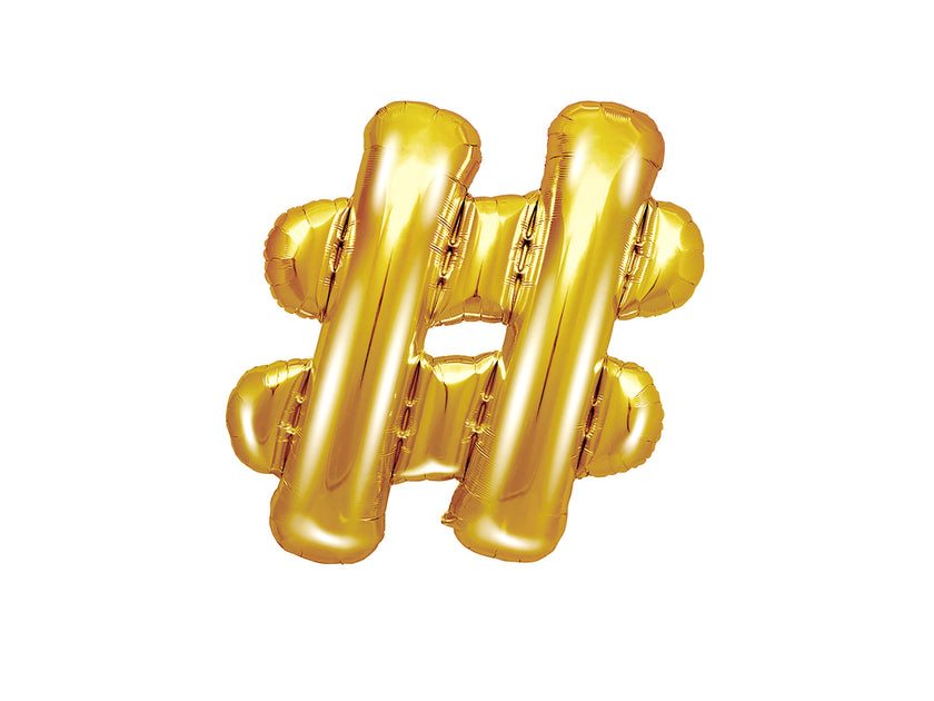 Ballon aluminium hashtag doré