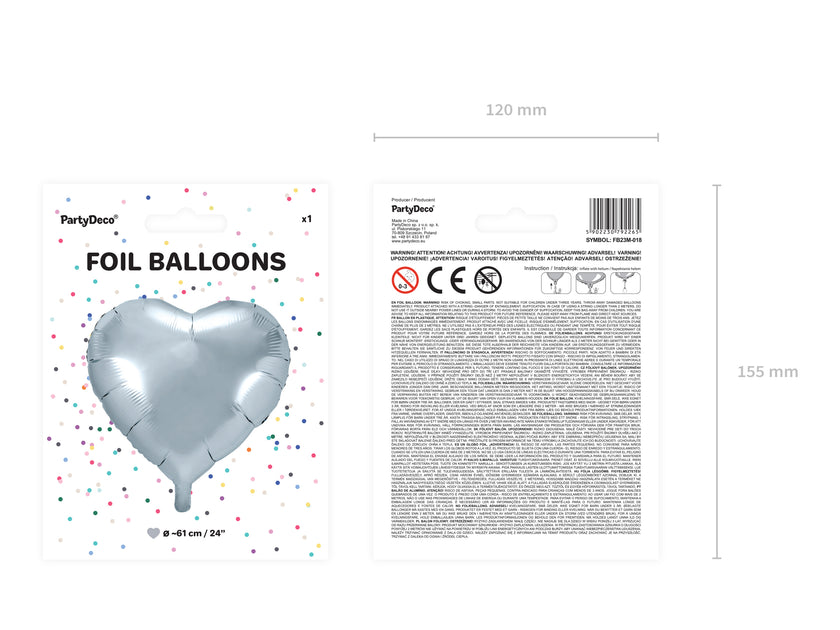 Ballon aluminium en forme de coeur argenté