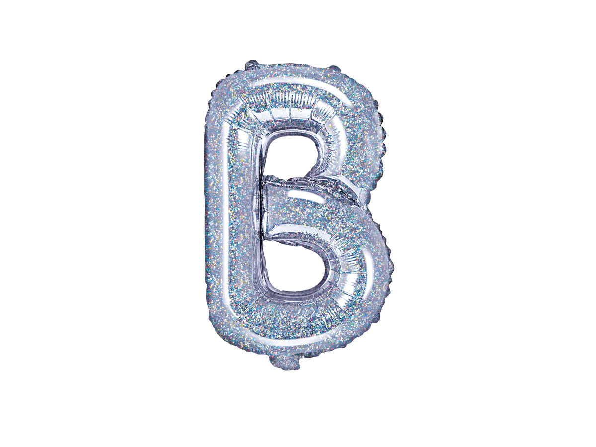 Ballon aluminium lettre B argenté à paillettes