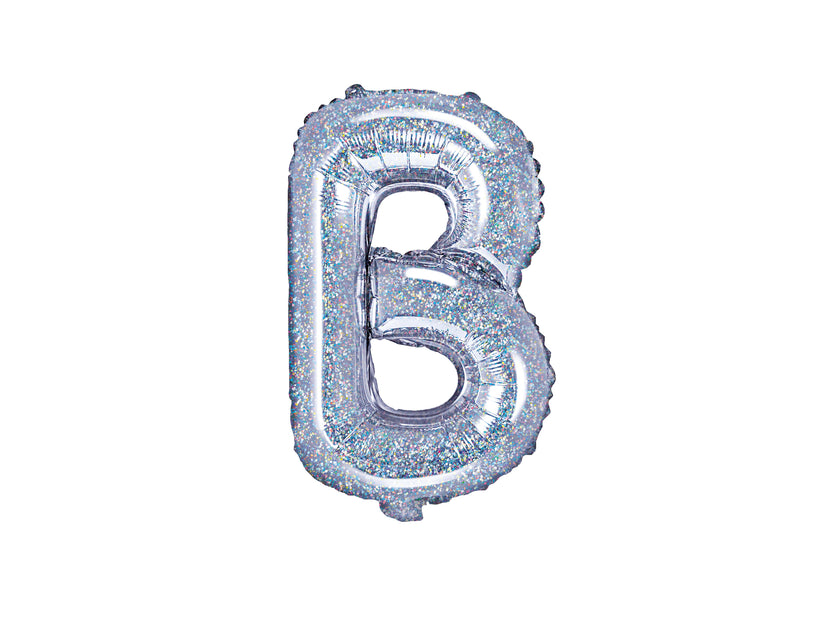 Ballon aluminium lettre B argenté à paillettes
