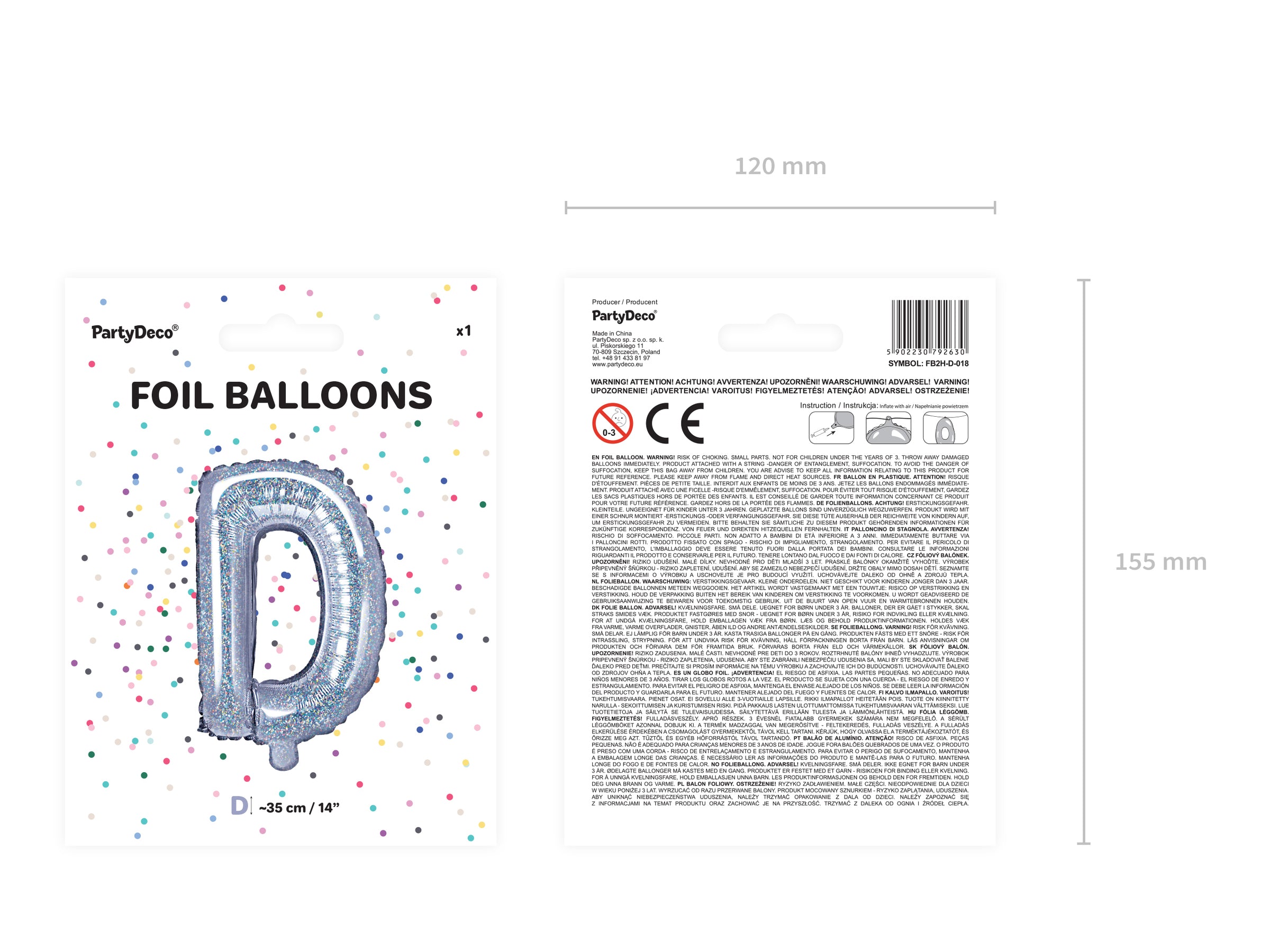 Ballon aluminium lettre D argenté à paillettes