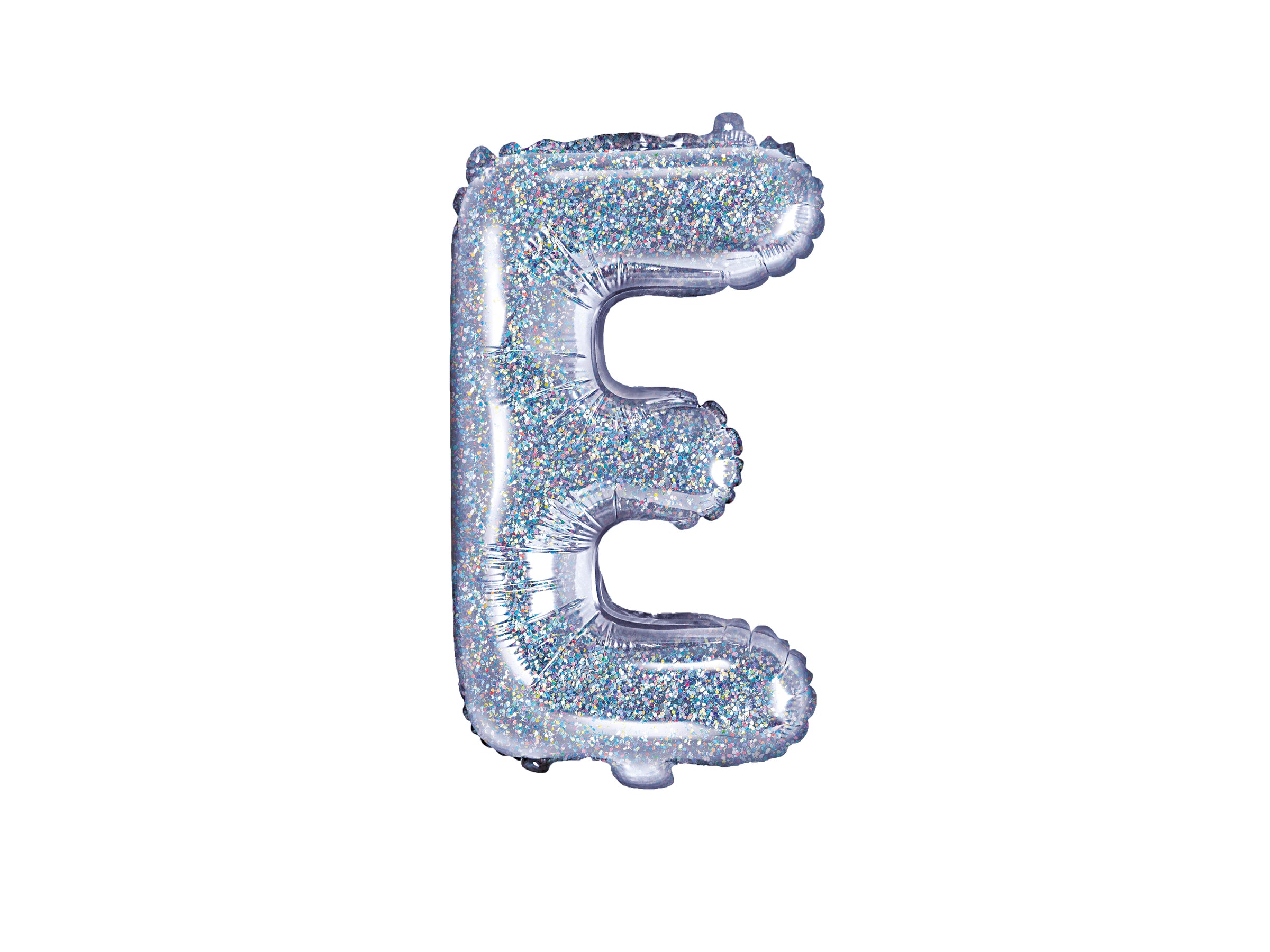 Ballon aluminium lettre E argenté à paillettes