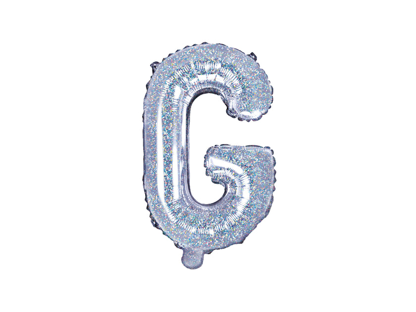 Ballon aluminium lettre G argenté à paillettes