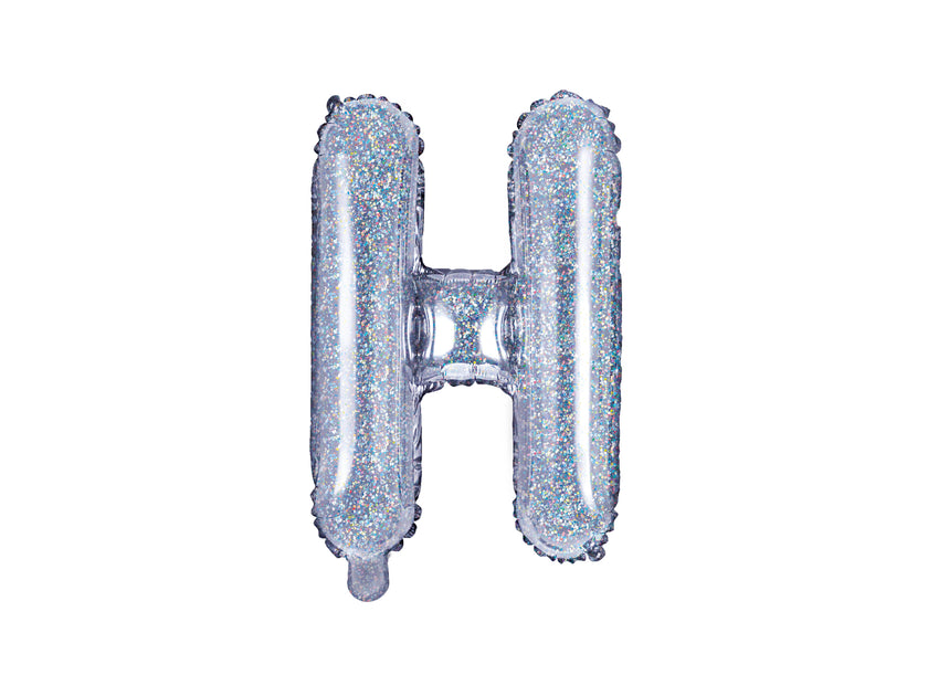 Ballon aluminium lettre H argenté à paillettes