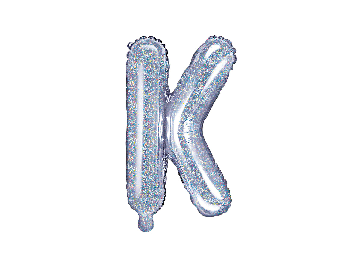 Ballon aluminium lettre K argenté à paillettes
