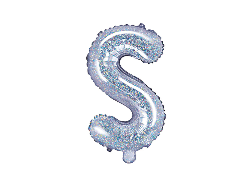 Ballon aluminium lettre S argenté à paillettes
