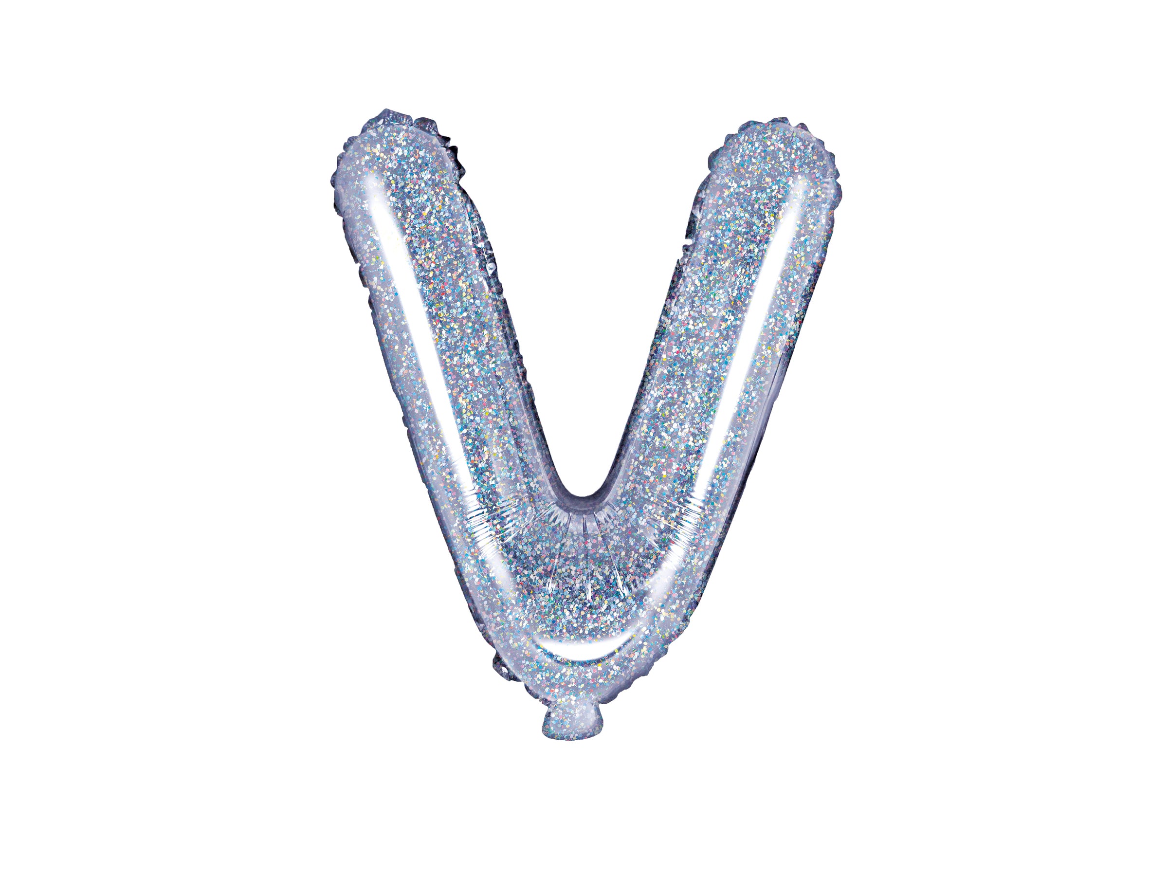Ballon aluminium lettre V argenté à paillettes