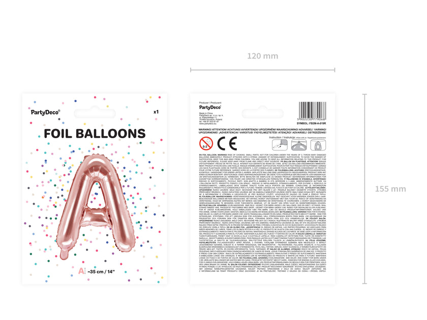 Ballon aluminium lettre A rose gold (35cm)