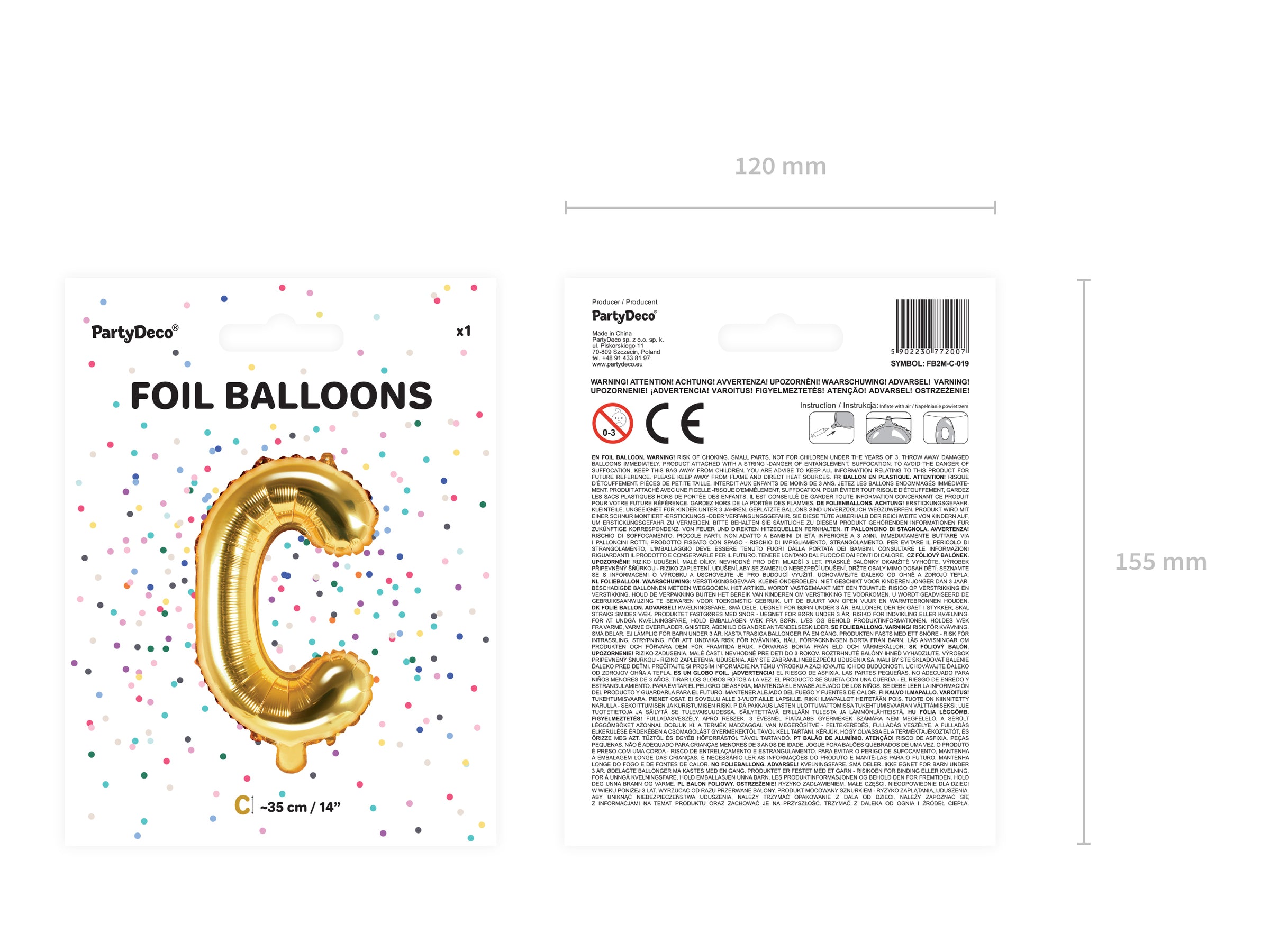 Ballon aluminium lettre C doré