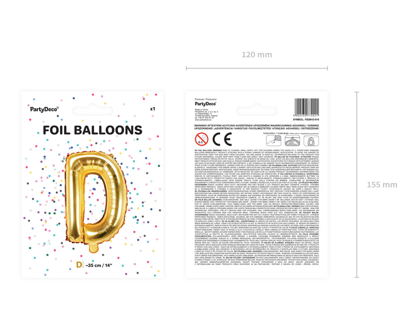 Ballon aluminium lettre D doré