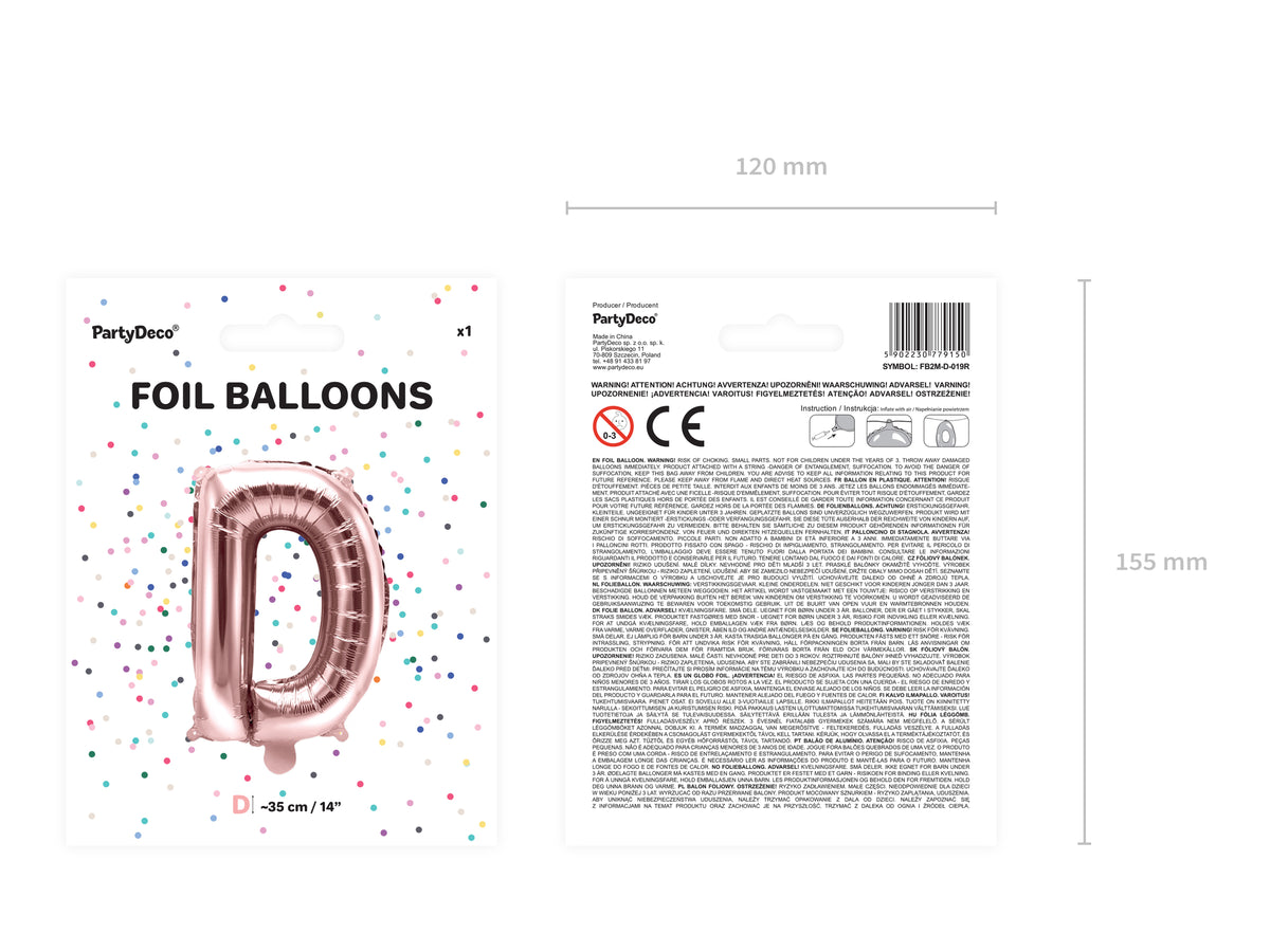 Ballon aluminium lettre D rose gold