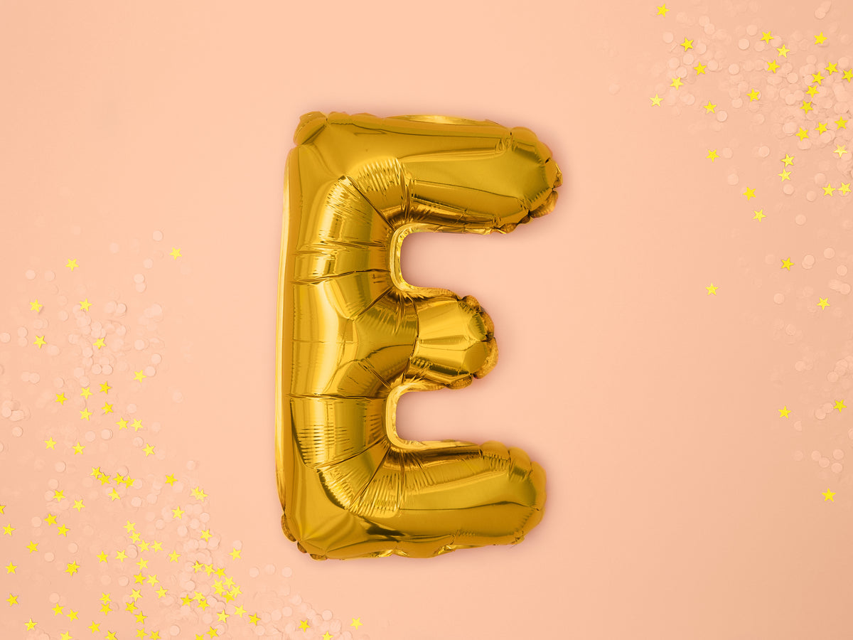 Ballon aluminium lettre E doré (35cm)