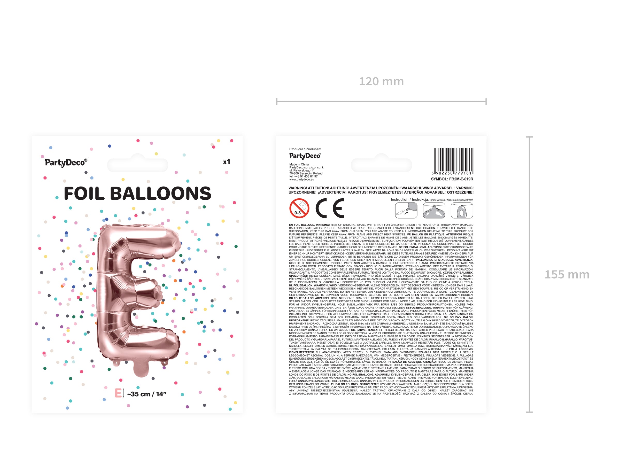 Ballon aluminium lettre E rose gold (35cm)