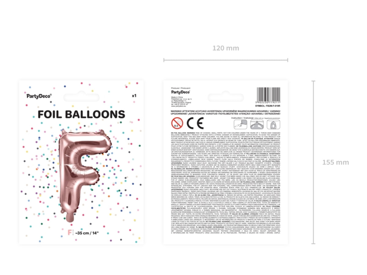 Ballon aluminium lettre F rose gold