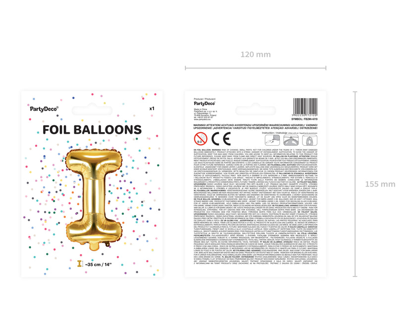 Ballon aluminium lettre I doré