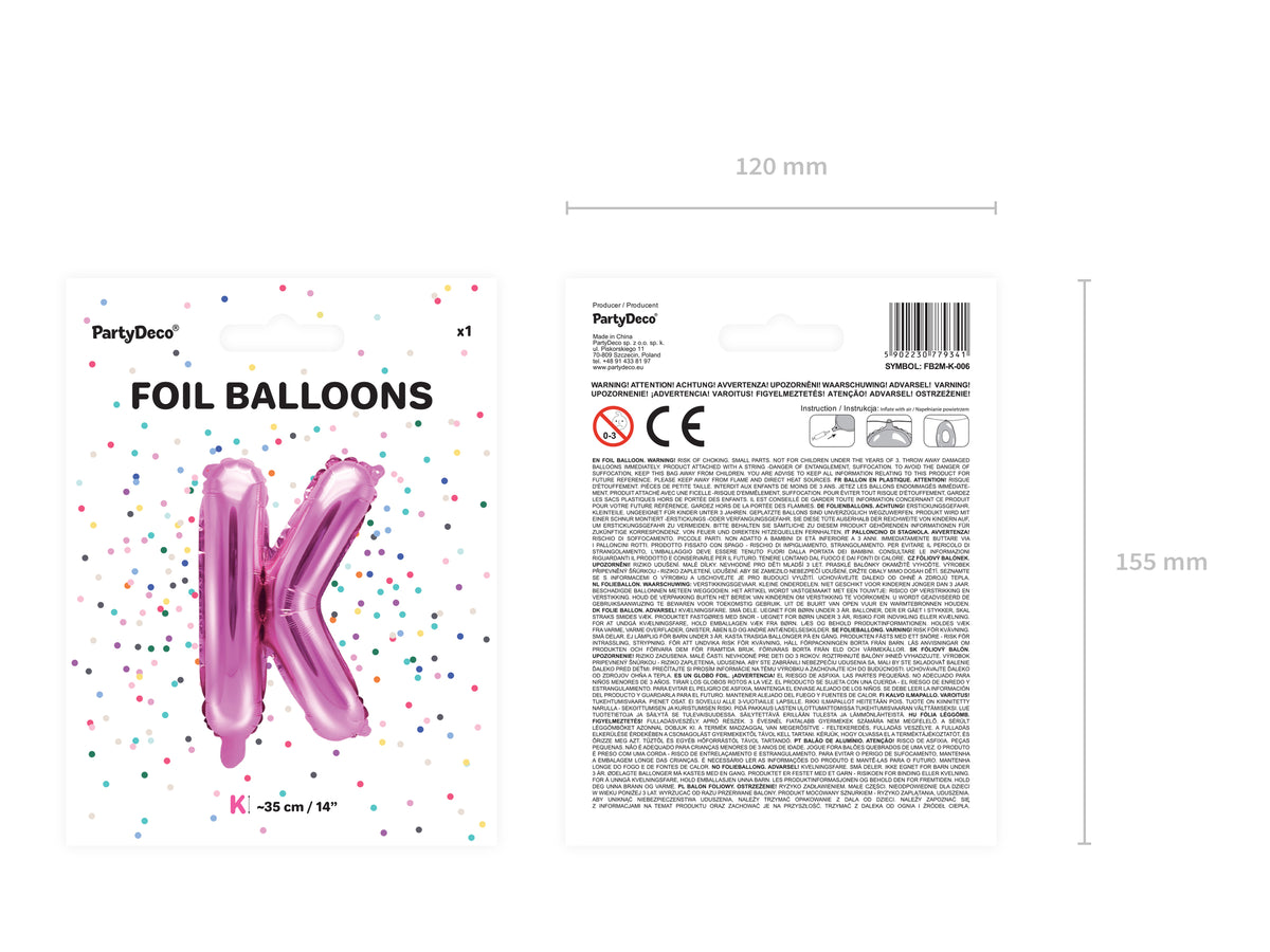 Ballon aluminium lettre K rose foncé
