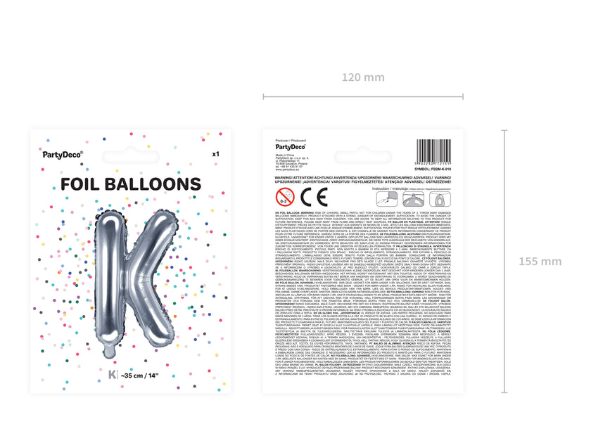 Ballon aluminium lettre K argenté