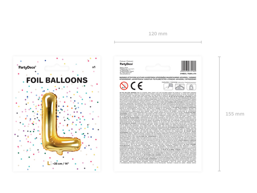 Ballon aluminium lettre L doré