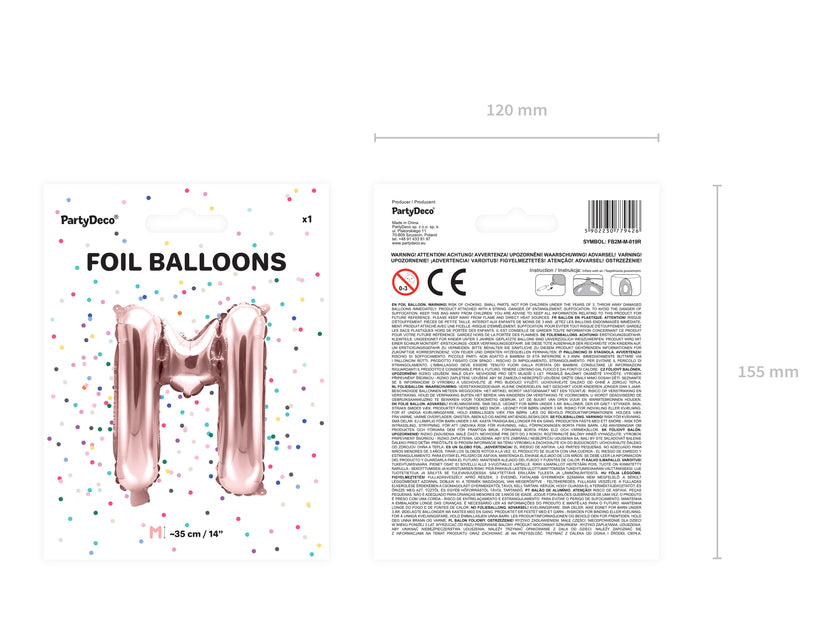 Ballon aluminium lettre M rose gold