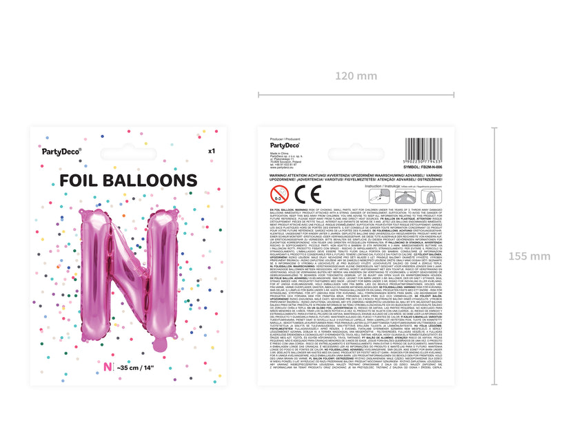 Ballon aluminium lettre N rose foncé