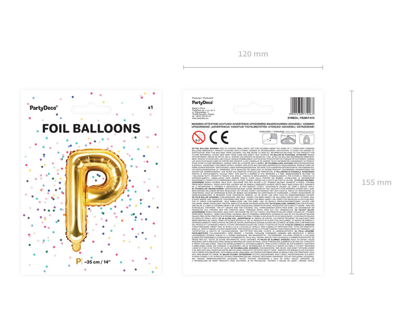 Ballon aluminium lettre P doré