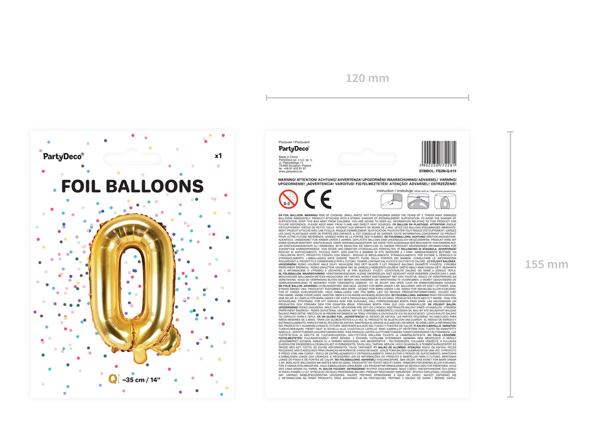Ballon aluminium lettre Q doré