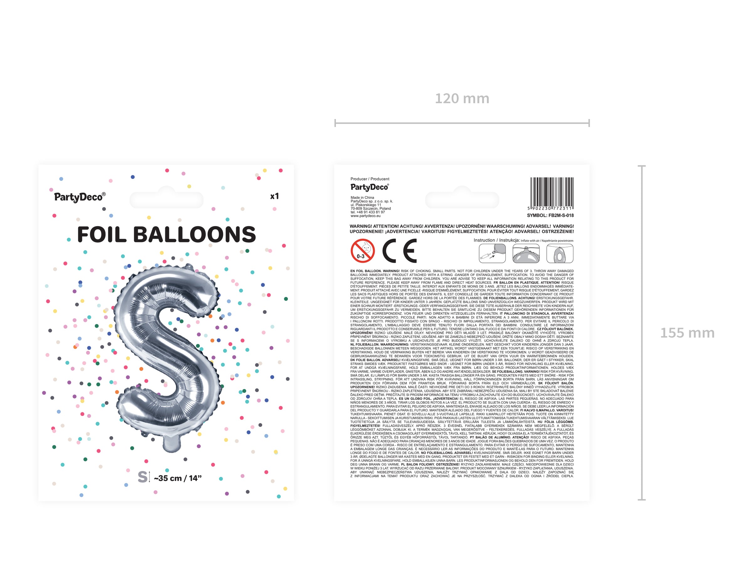 Ballon aluminium lettre S argenté