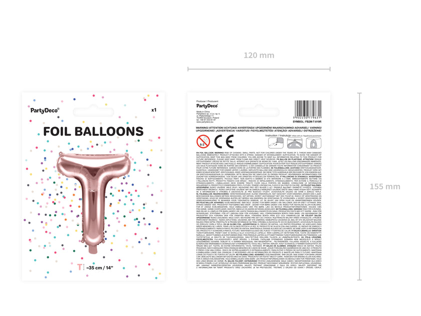 Ballon aluminium lettre T rose gold