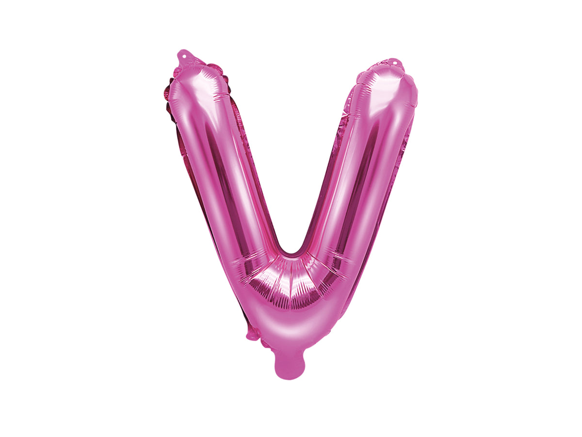Ballon aluminium lettre V rose foncé (35cm)