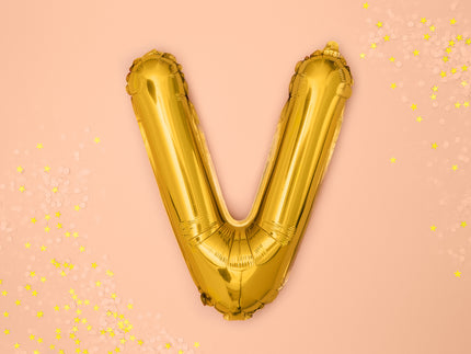 Ballon aluminium lettre V doré (35cm)