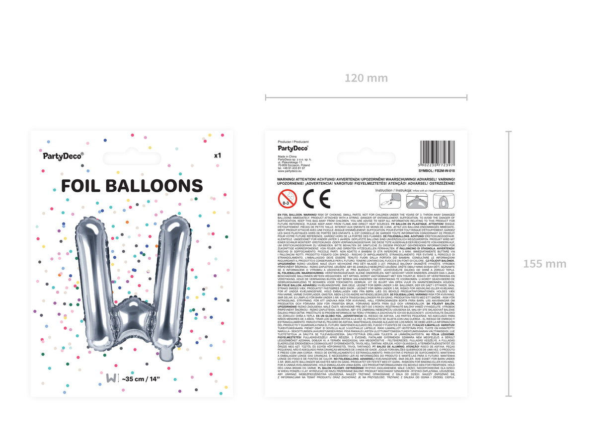 Ballon aluminium lettre W argenté (35cm)