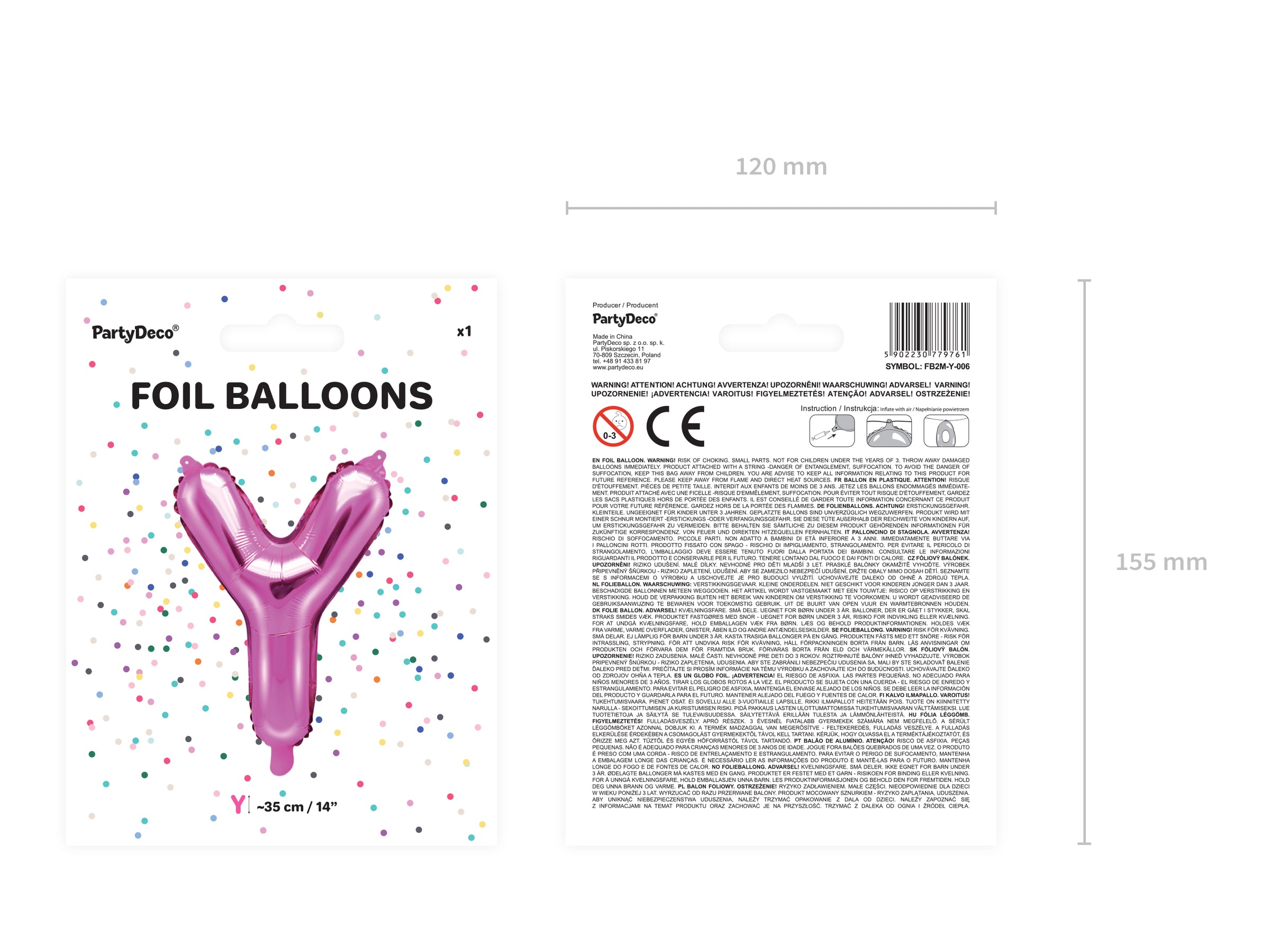Ballon aluminium lettre Y rose foncé (35cm)