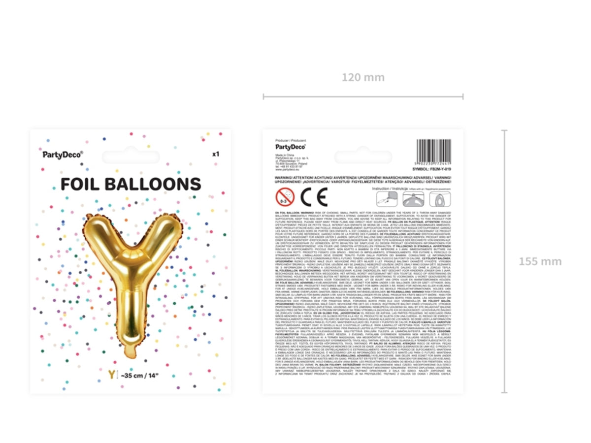 Ballon aluminium lettre Y doré (35cm)