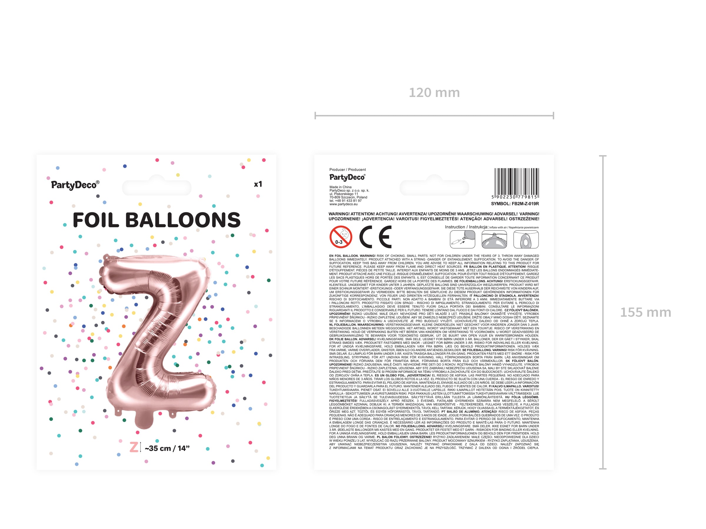 Ballon aluminium lettre Z rose gold (35 cm)