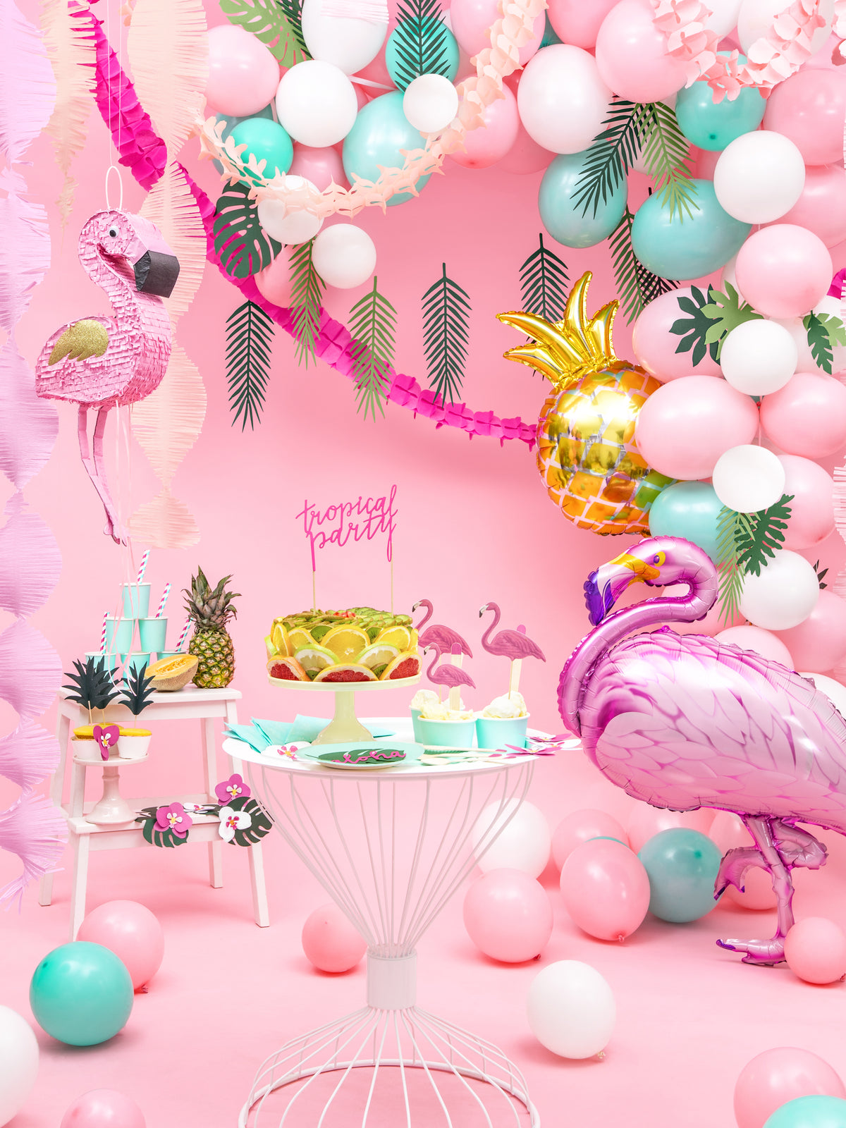Ballon aluminium flamant rose - Aloha Turquoise