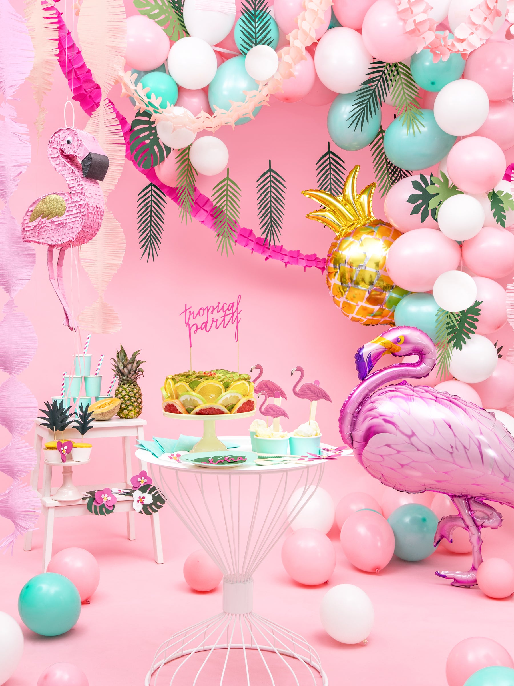 Ballon aluminium flamant rose - Aloha Turquoise