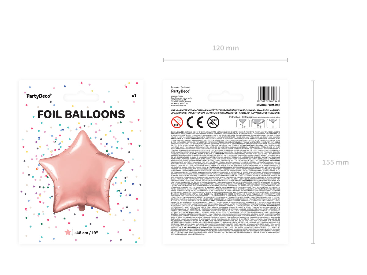 Ballon aluminium en forme d'étoile rose gold