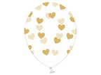 6 ballons avec coeurs dorés (30 cm)