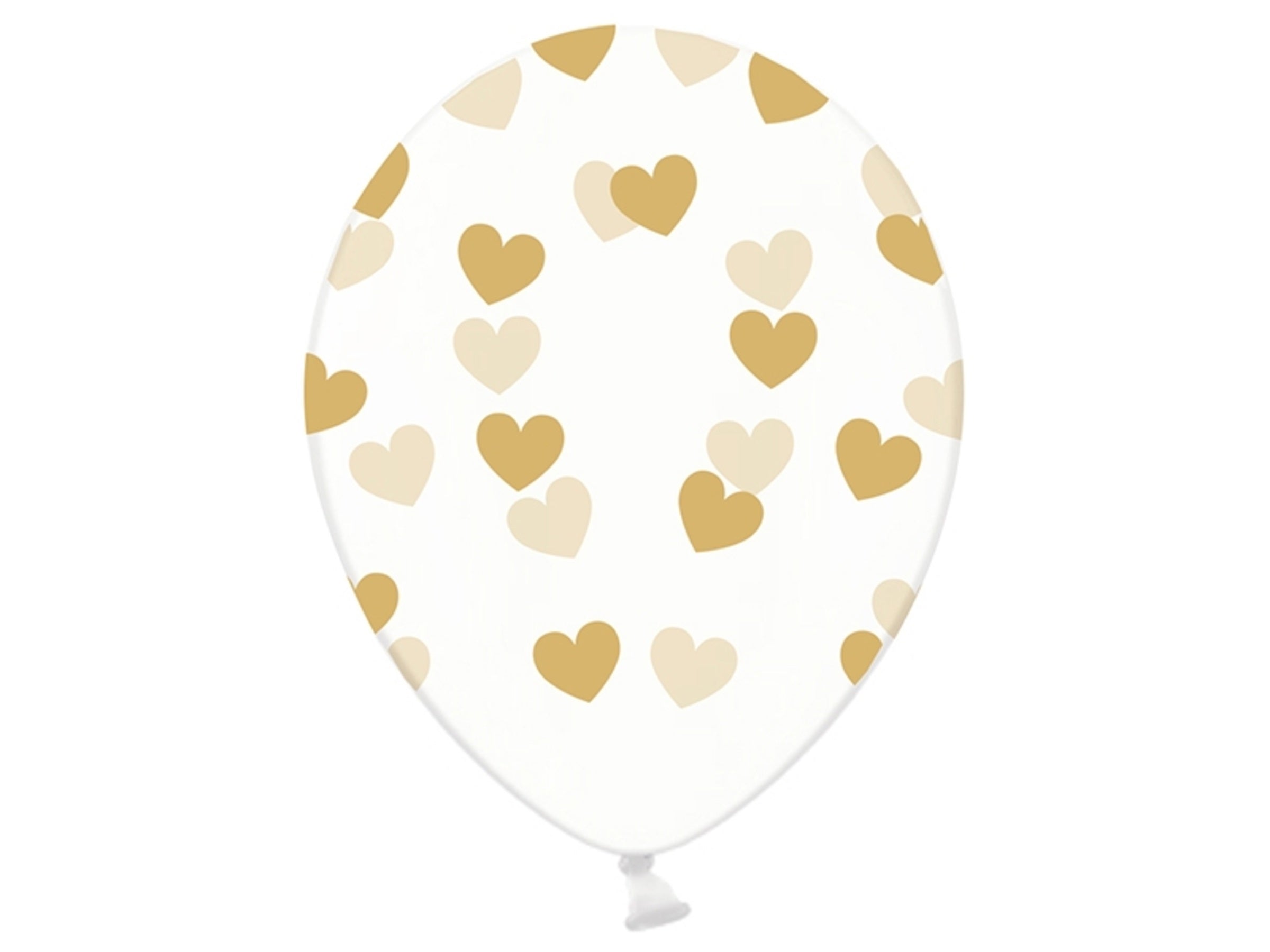 6 ballons avec coeurs dorés (30 cm)