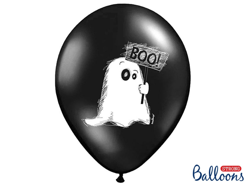 6 ballons en latex fantômes noir (30 cm)