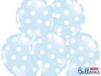 6 ballons bleu pastel à pois blancs (30 cm)