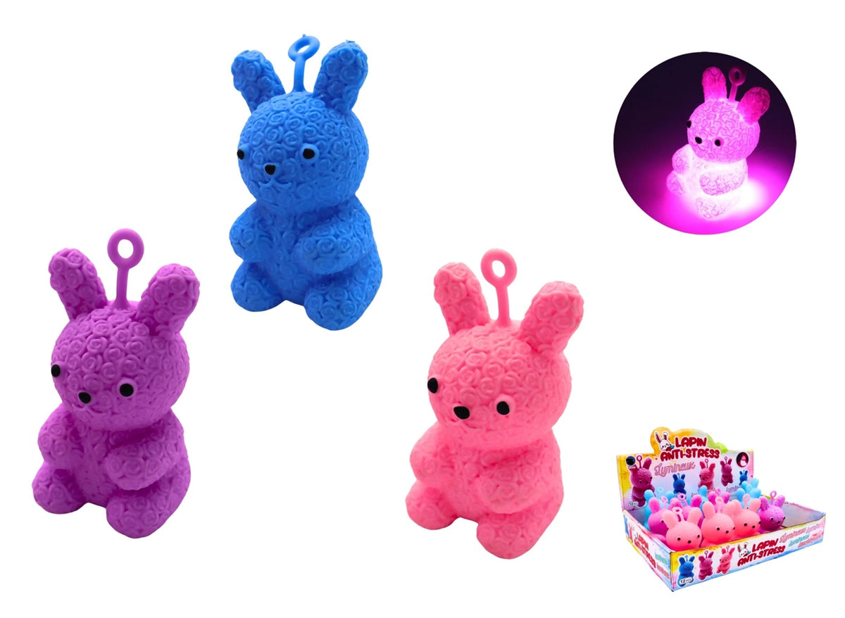 lapin yoyo anti stress squishy lumineux led mix 11x5.5cm