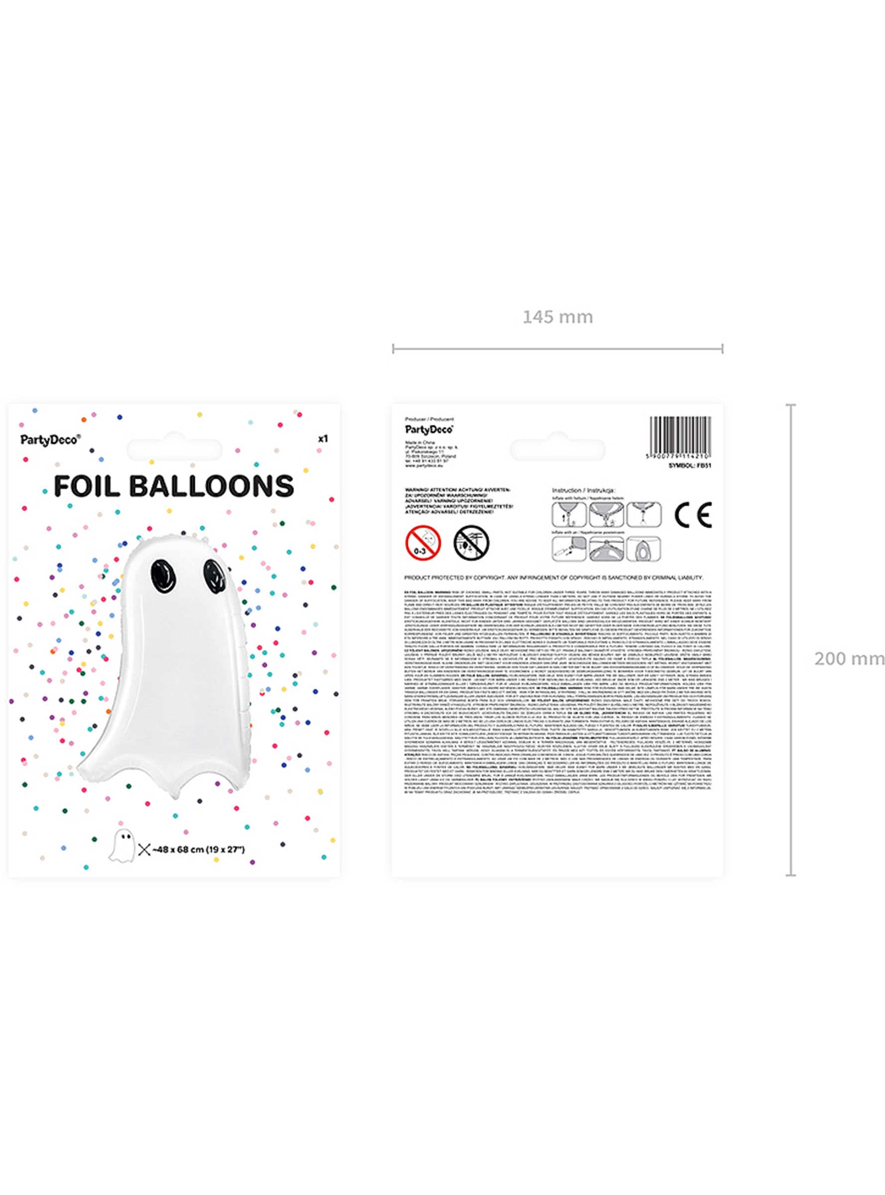 Ballon aluminium fantôme Halloween (48x68 cm)