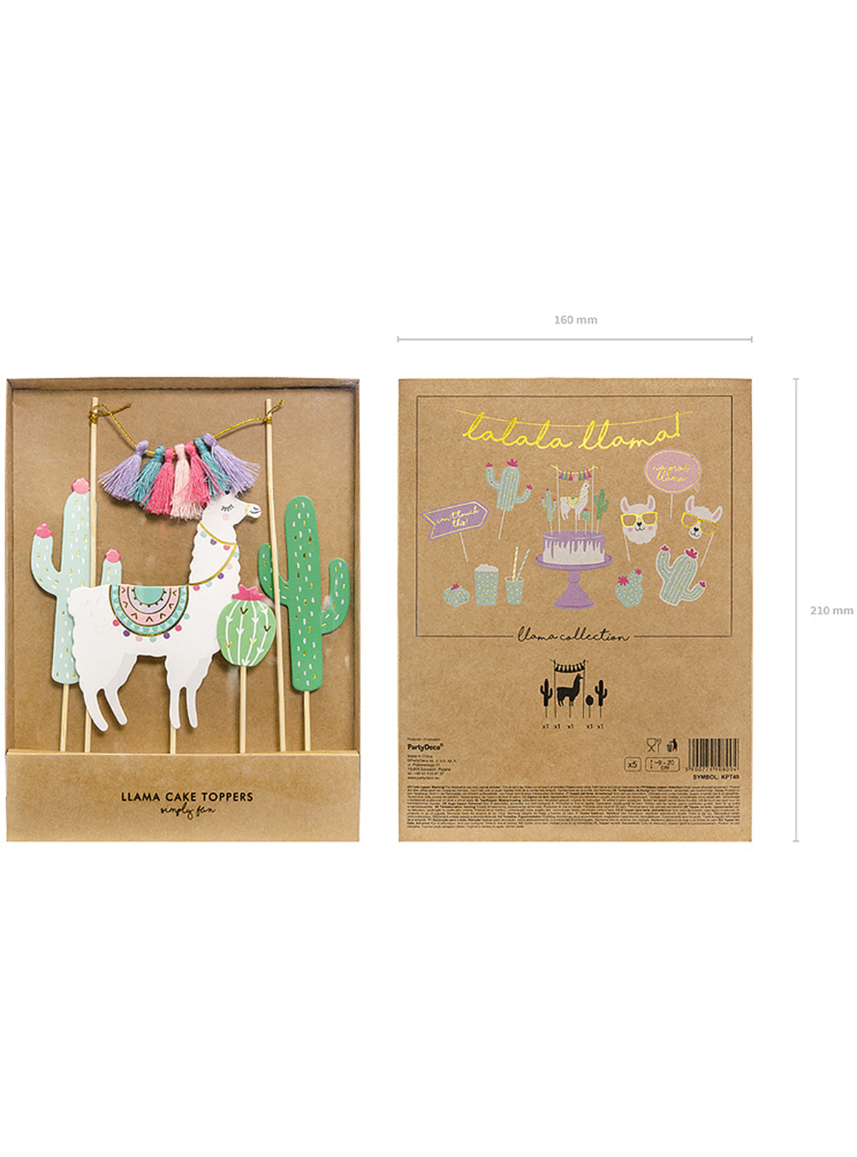 5 décorations pour gateaux Lama - Llama Party