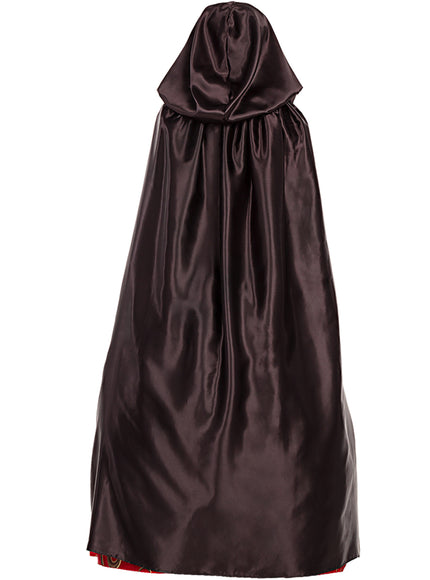 Cape noire en satin à capuche