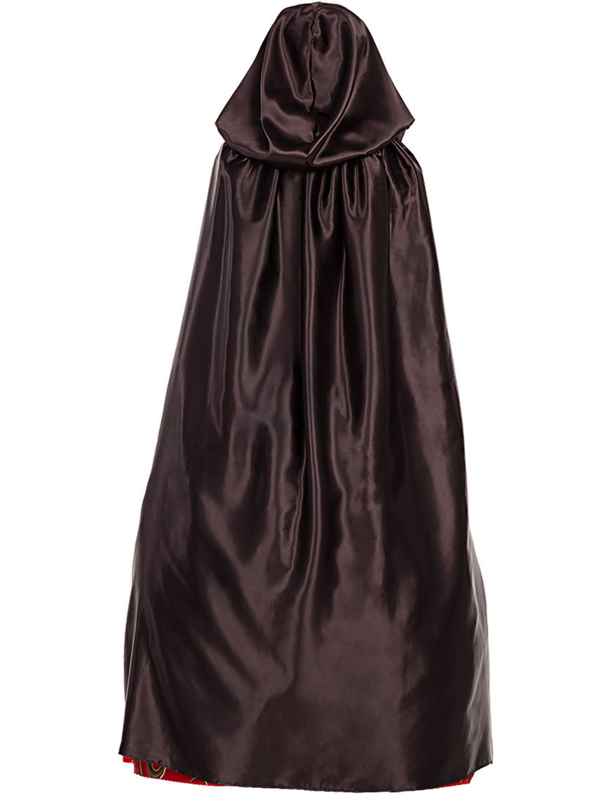 Cape noire en satin à capuche