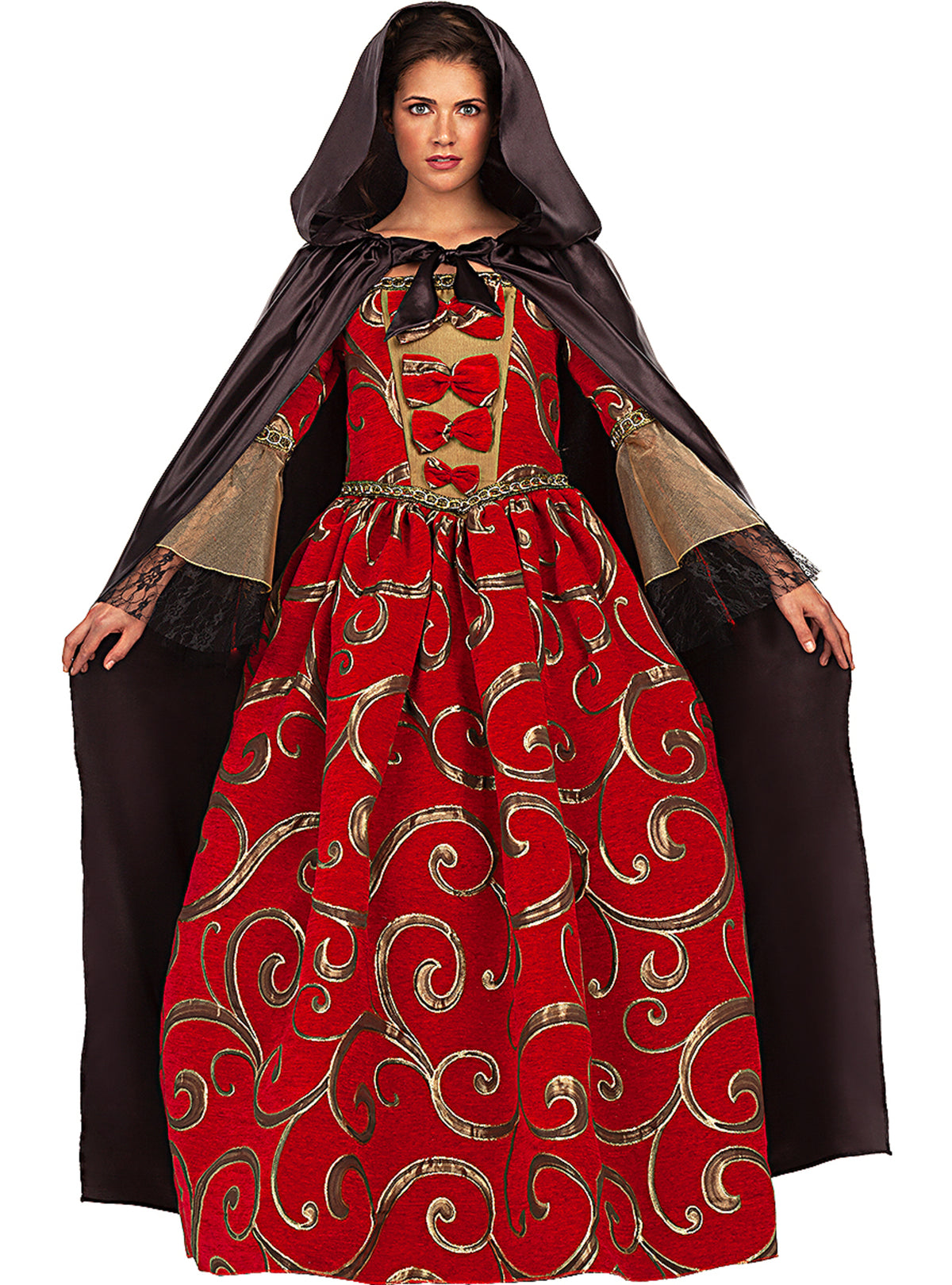 Cape noire en satin à capuche