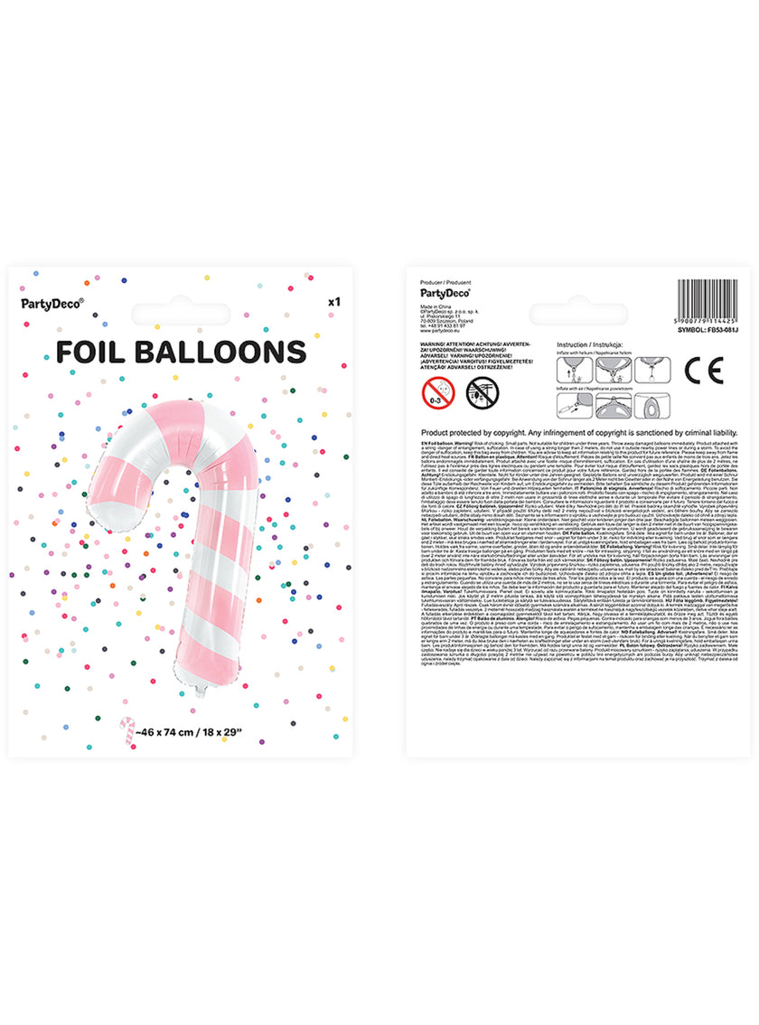 Ballon canne à sucre rose et blanc (74 cm)