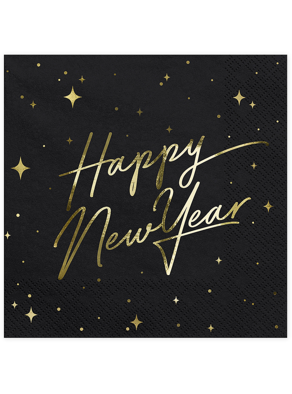20 serviettes en papier Nouvel An Happy New Year noires et dorées (33 x 33 cm) - New Year's Eve Collection